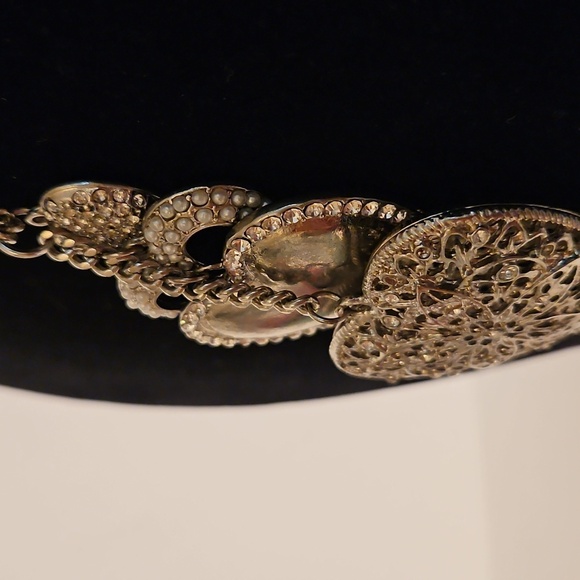 32" Silvertone & Rhinestone Multi Hearts Pendant Necklace - Picture 5 of 10